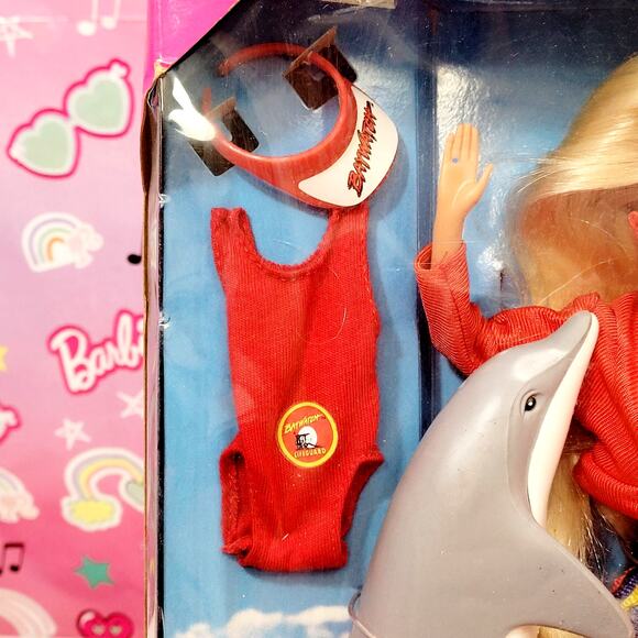 Baywatch Barbie 1994 Lifeguard With Dolphin & Accessories Mattel 13199 NRFB - Picture 3 of 11